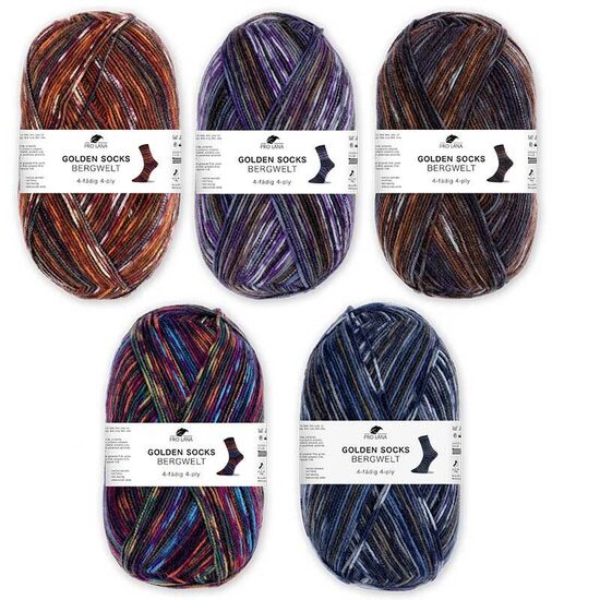 PRO LANA Golden Socks Bergwelt 5x100gr, 4kārtīga