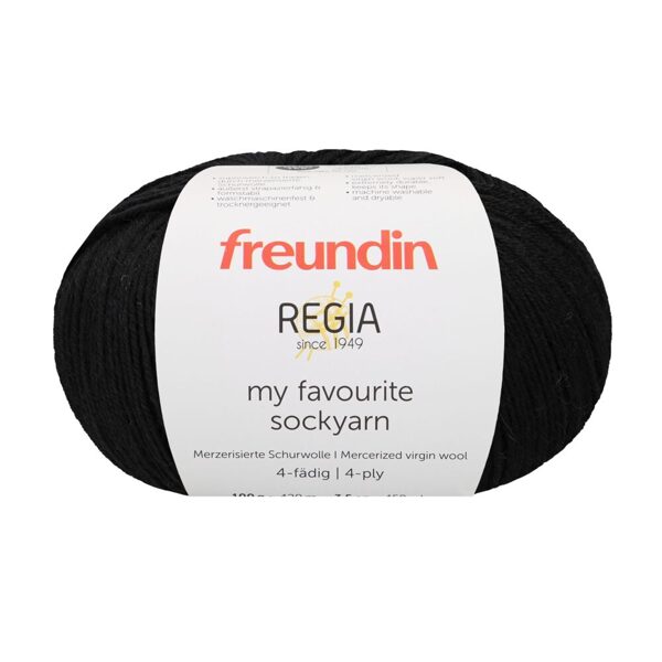 Regia Freundin my favorite Sockyarn 4ply Nr 00099 - melns