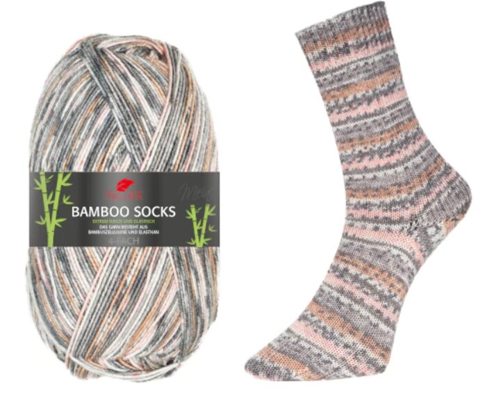 PRO LANA Bamboo Socks Nr966 - pelēks/aprikoze