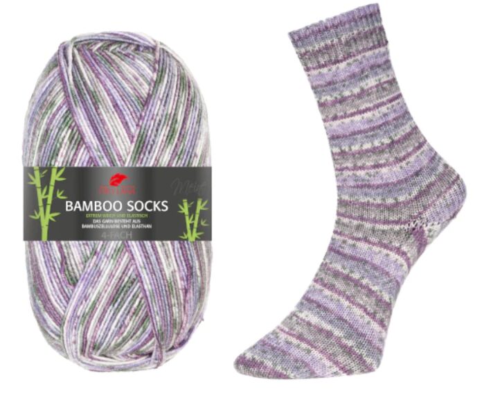 PRO LANA Bamboo Socks Nr968 - violets/pelēks